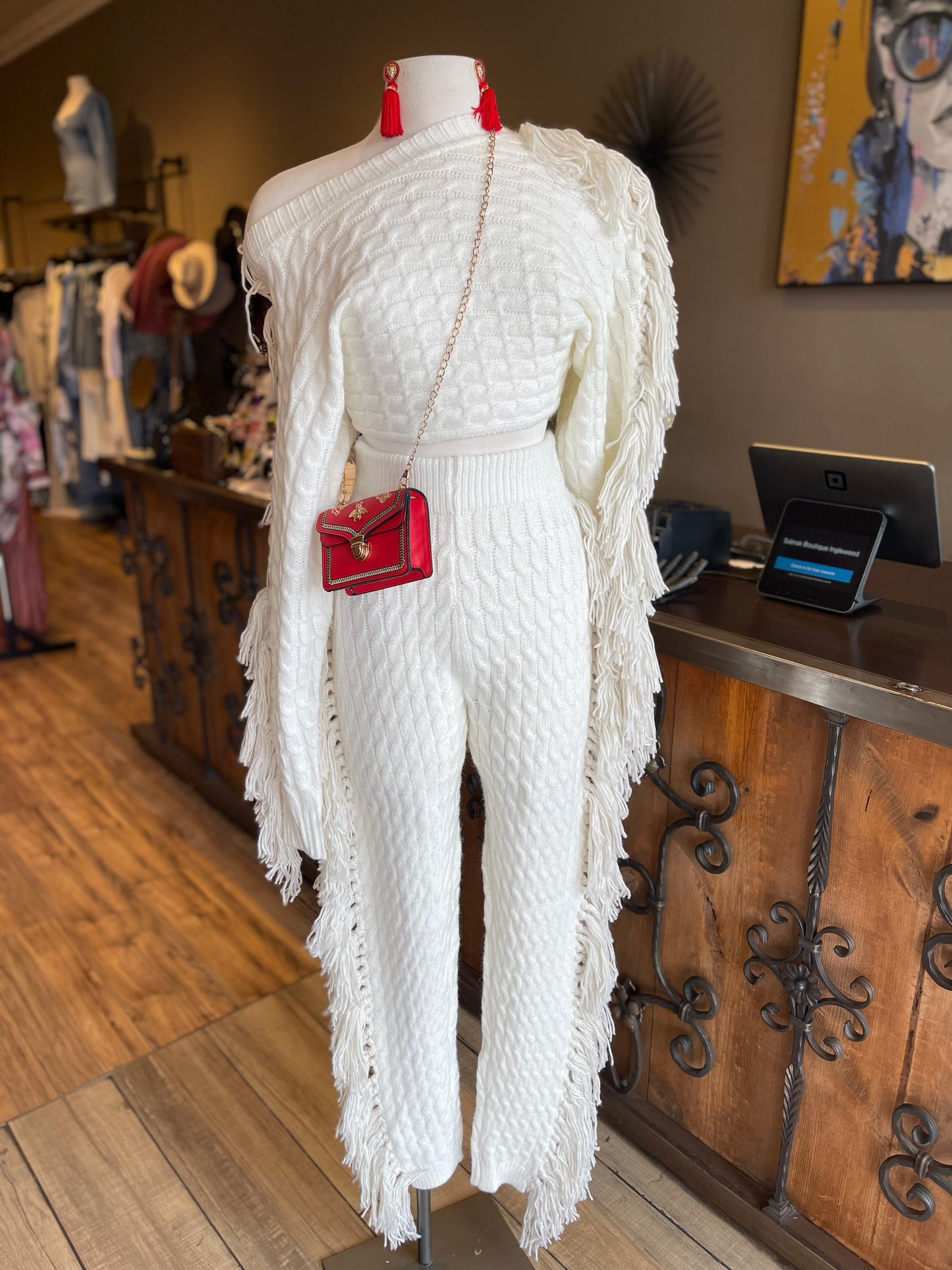 Fringe Sweater Pants Set