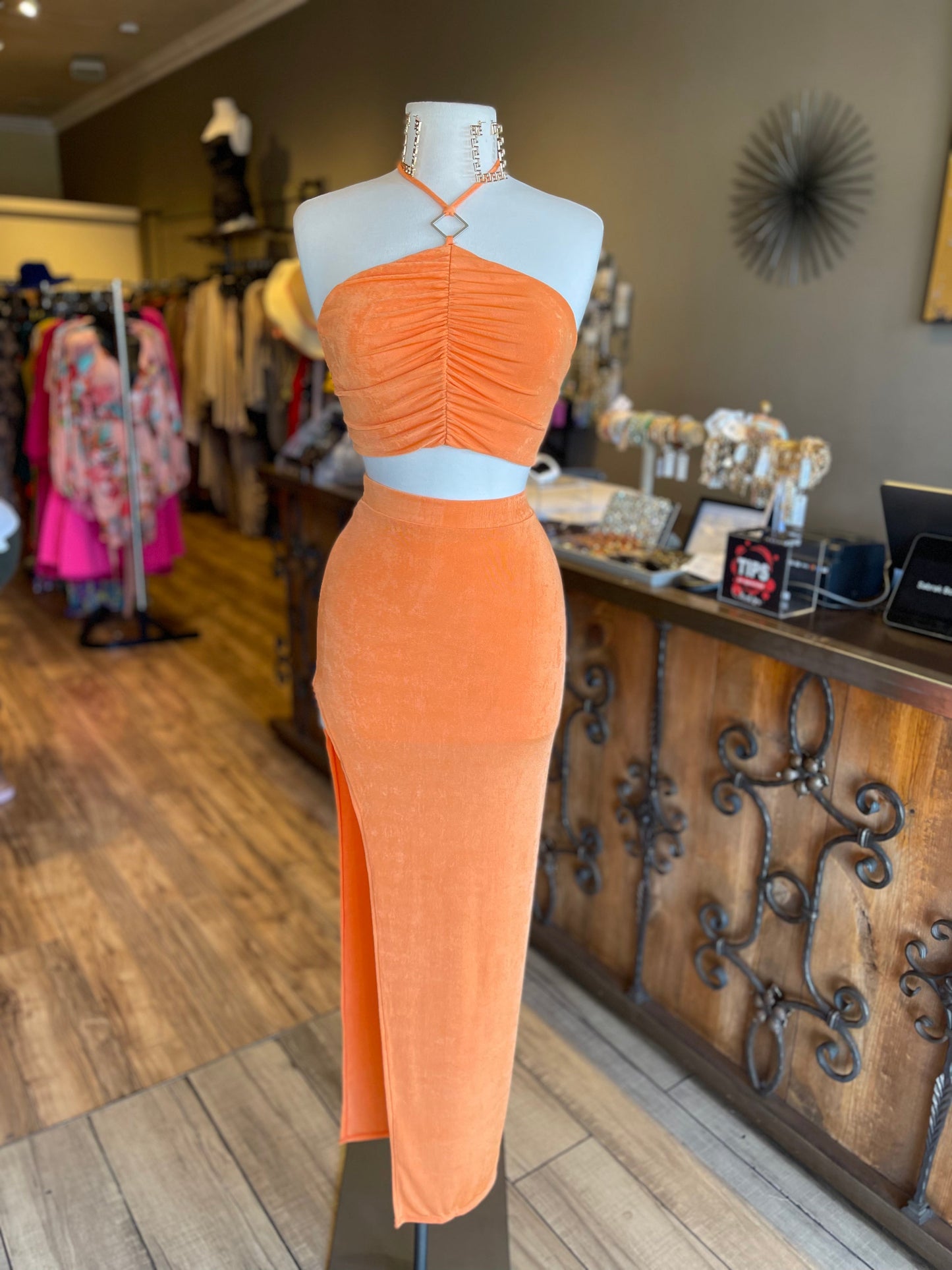 Halter Crop Sleeveless Skirt Set FINAL SALE