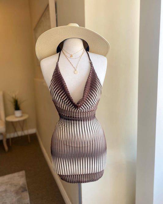 Brown Combo Mini Dress