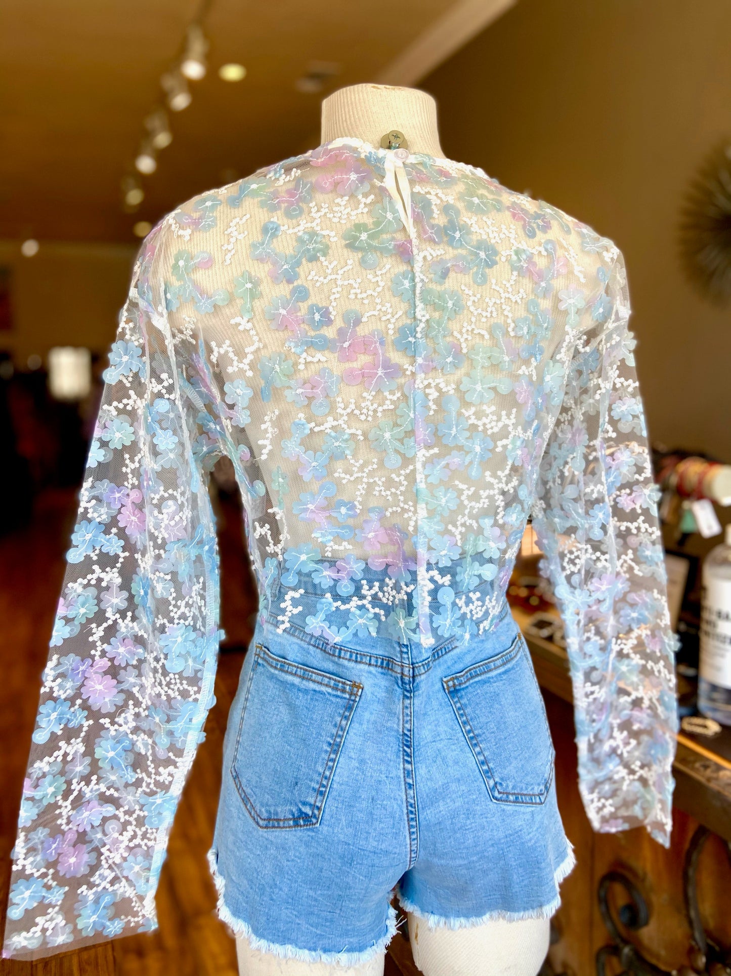 Mesh Embroidery Top