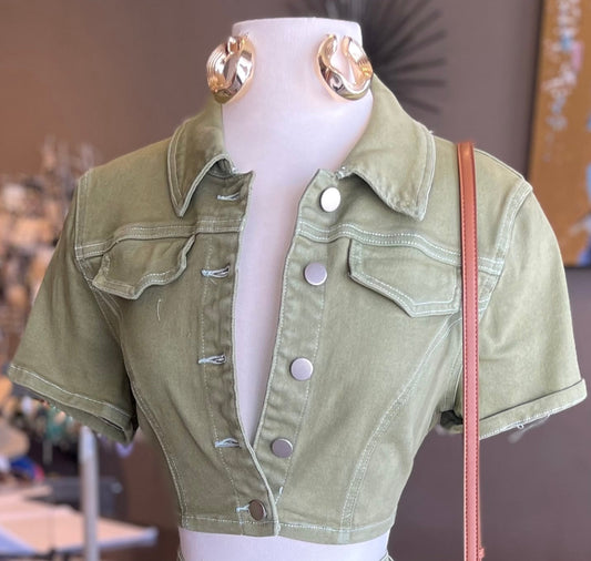 Deep Green Denim Top