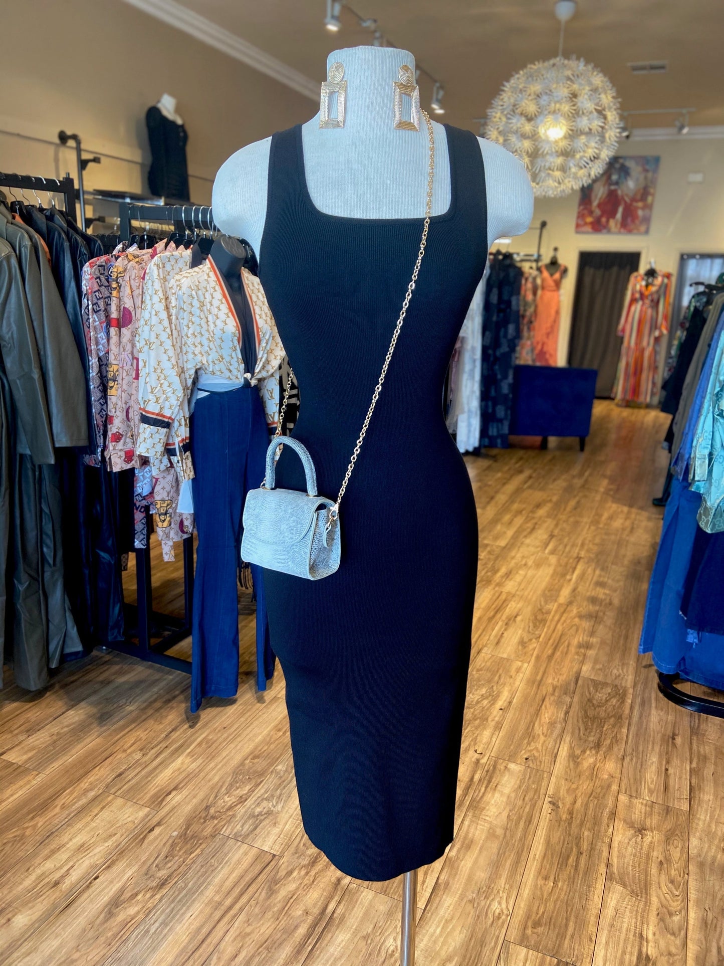 Square Neck Fitted Dress