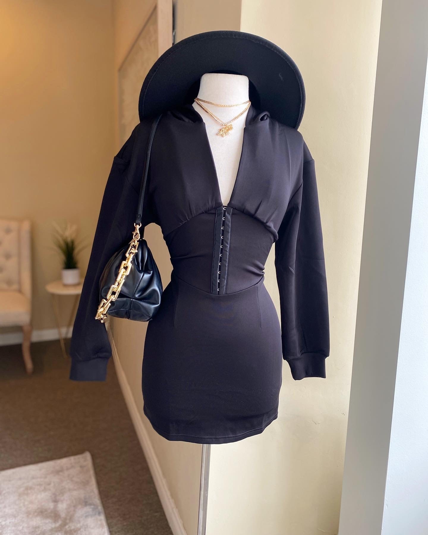 Hoodie Long Sleeve Mini Dress