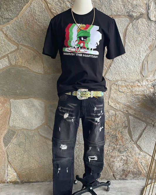 Black Ash Distressed Jeans