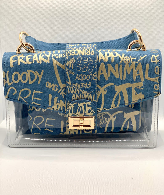 Denim/Clear Graffiti Bag