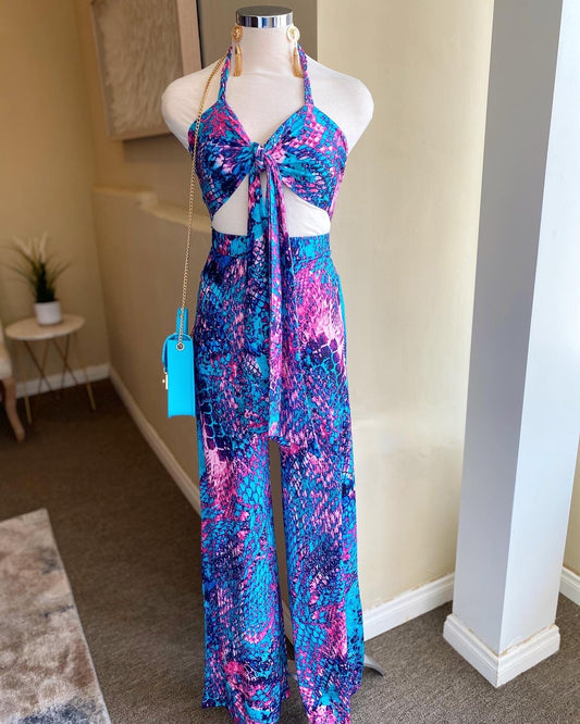 Tie Front Halter Neck Pants Set FINAL SALE