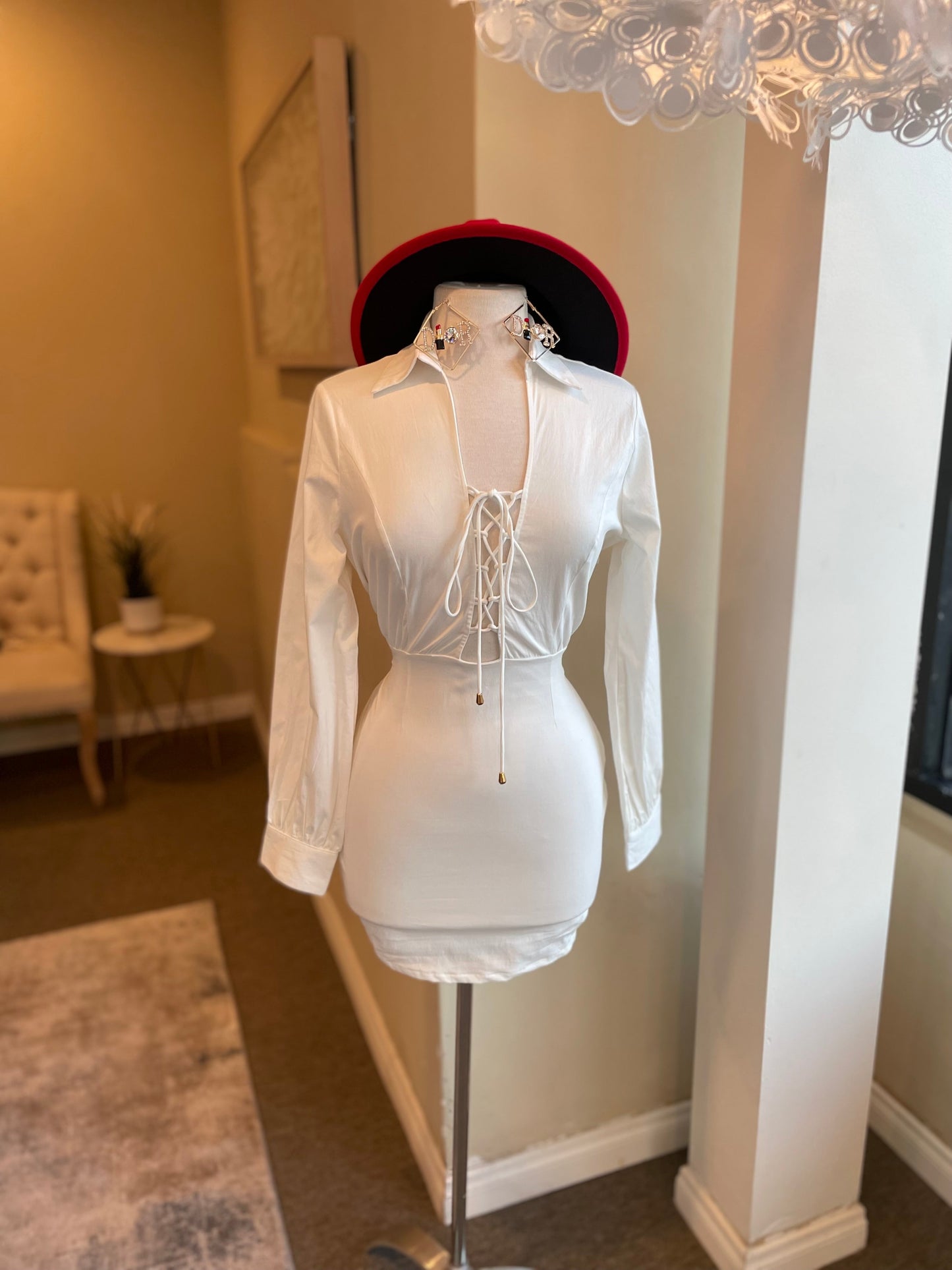 Collar Lace Front Short Dress FINAL SALE