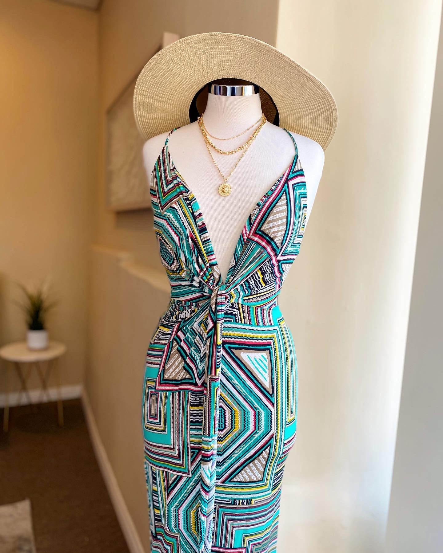 Pattern Faux Wrap Dress