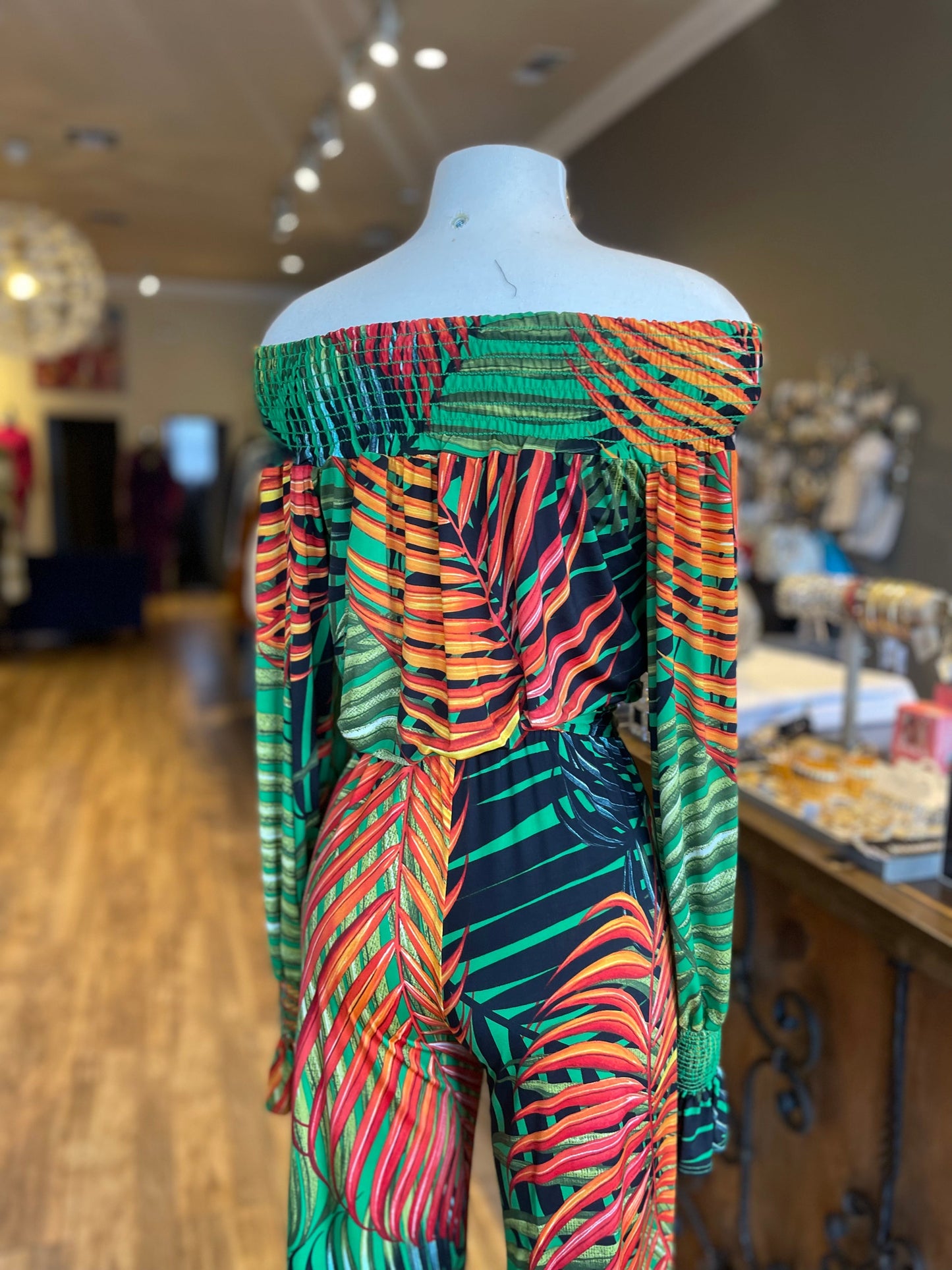 Venechia Print Off Shoulder Jumpsuit