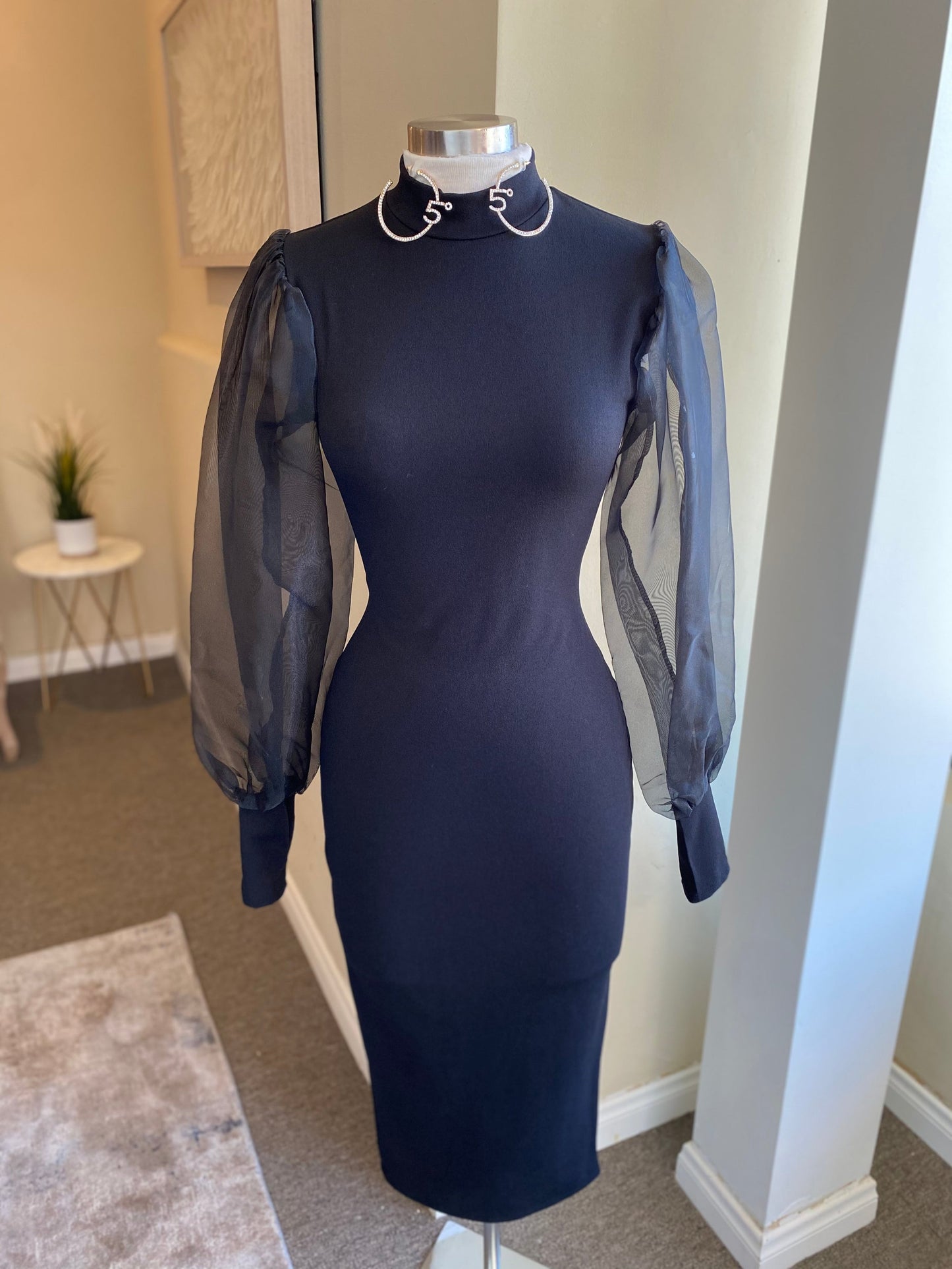 Mesh Mock Neck Zipper Dress FINAL SALE