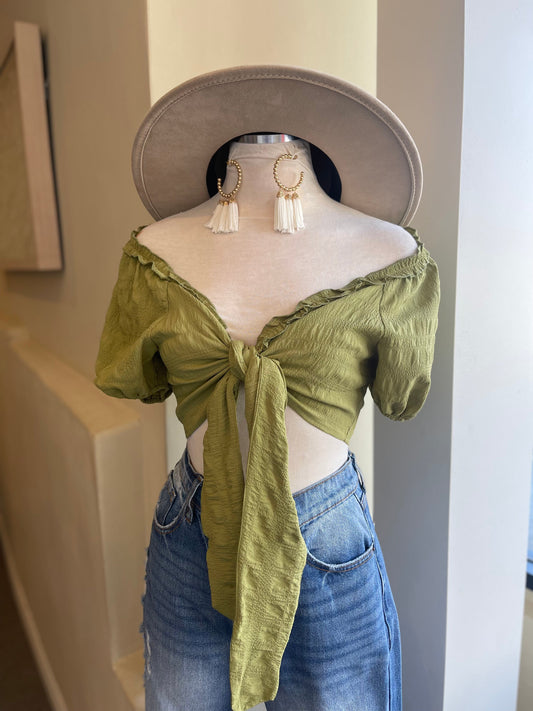 Deep V Pouf Sleeve Top FINAL SALE