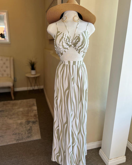 Thin Strap Crop Top w/ Long Pants Set