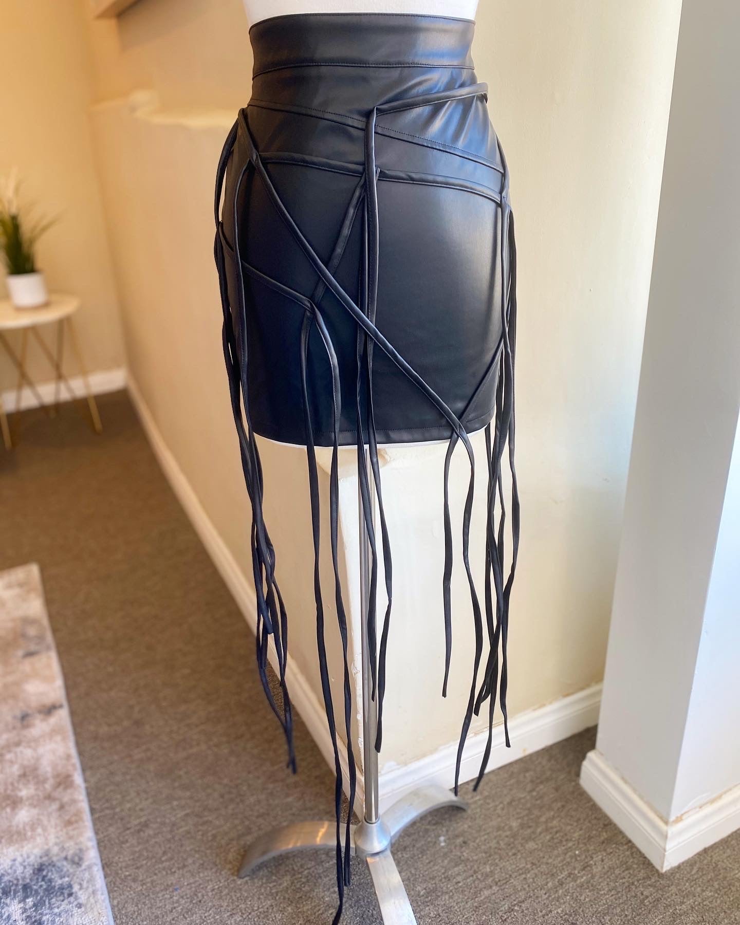 Stringy Mini Leather Skirt FINAL SALE