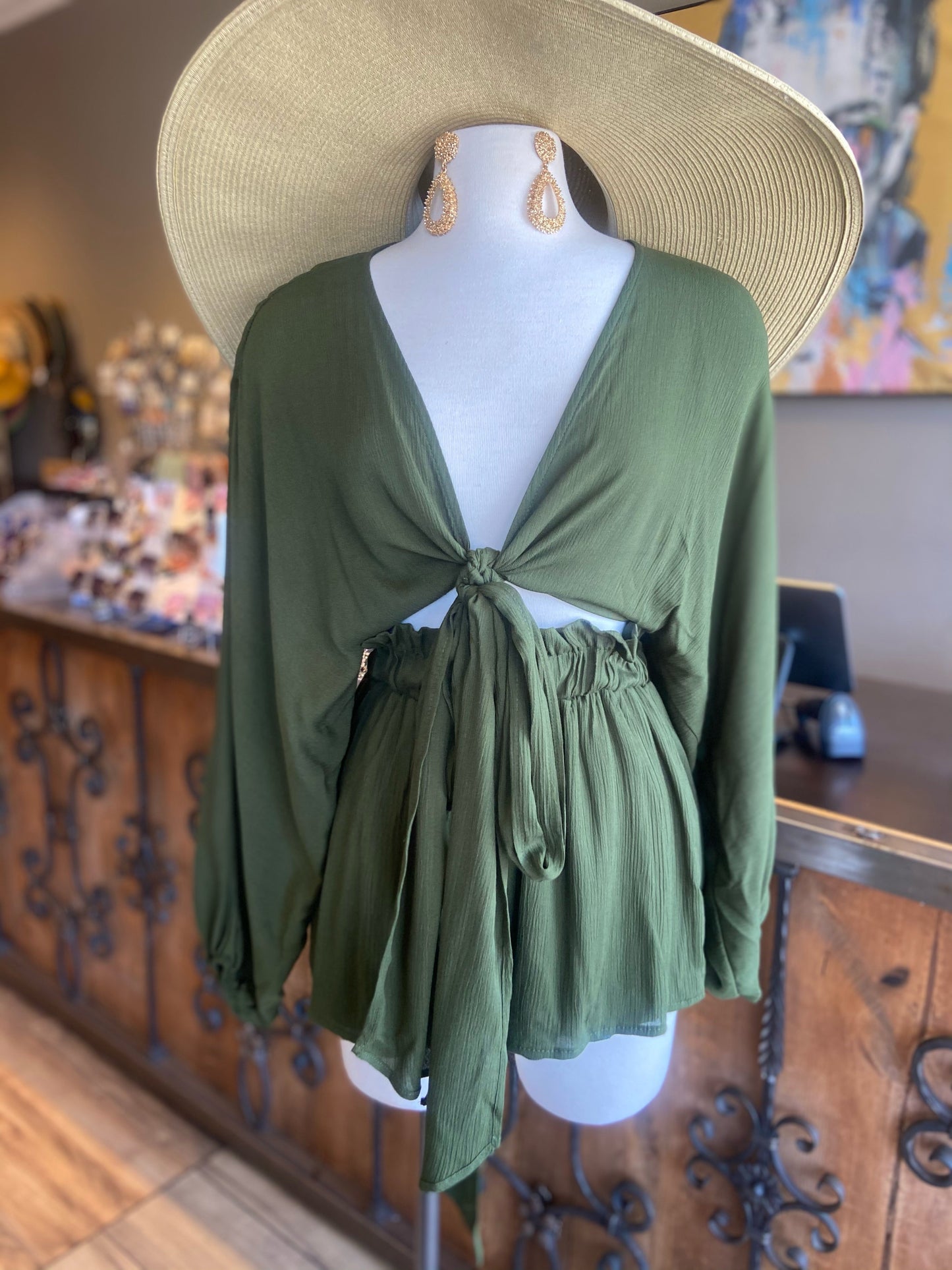 Long Sleeve Crop Top Set