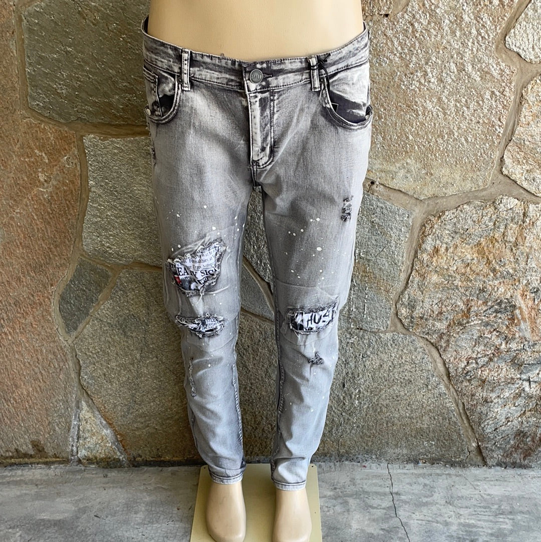Grey Newspaper Jeans