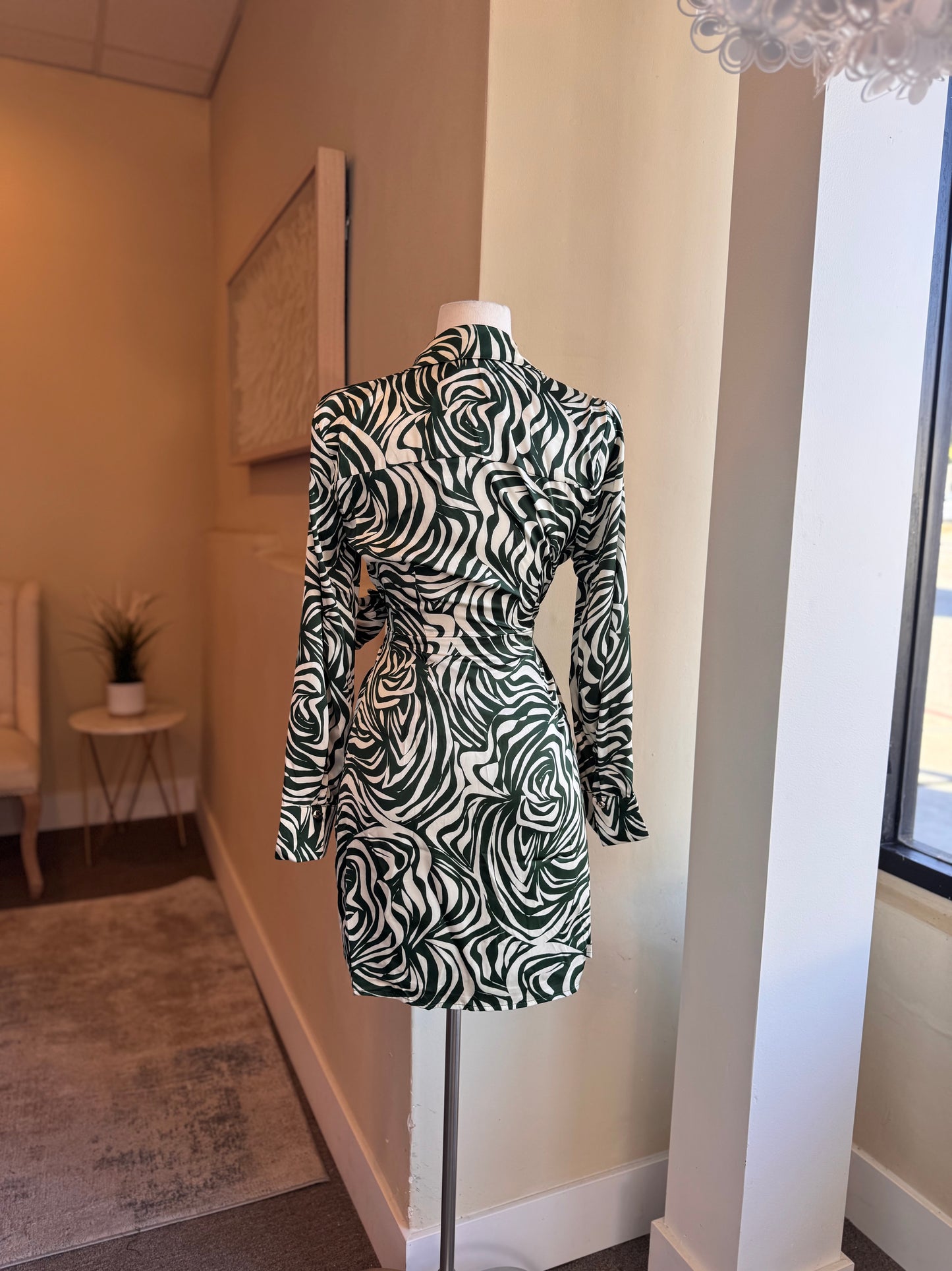 Long Sleeve Shirt Collar Mini Dress
