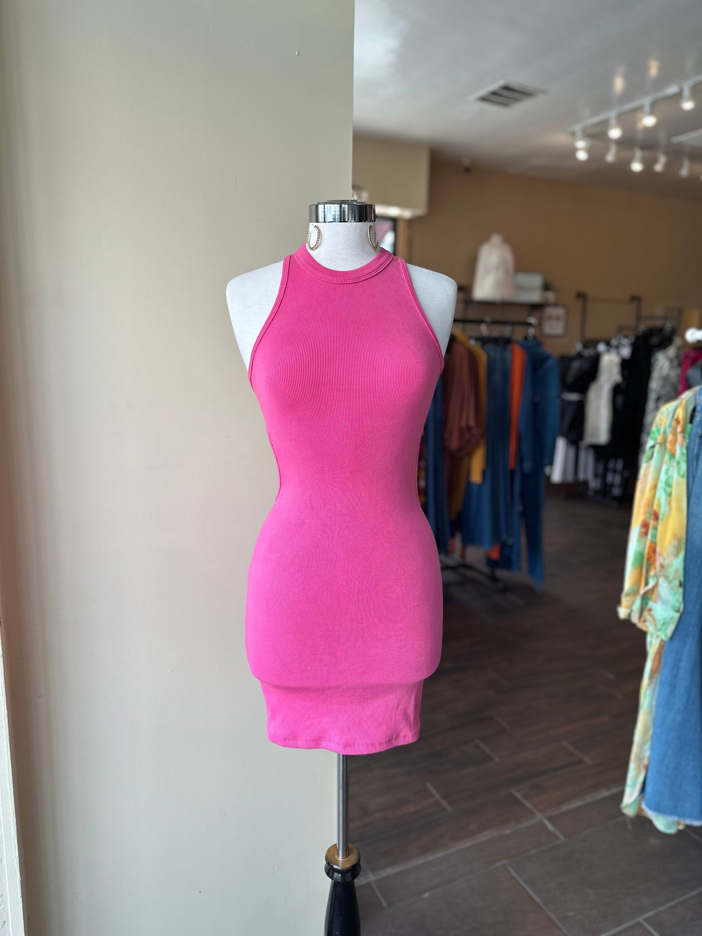 Cut Out Back Rib Dress