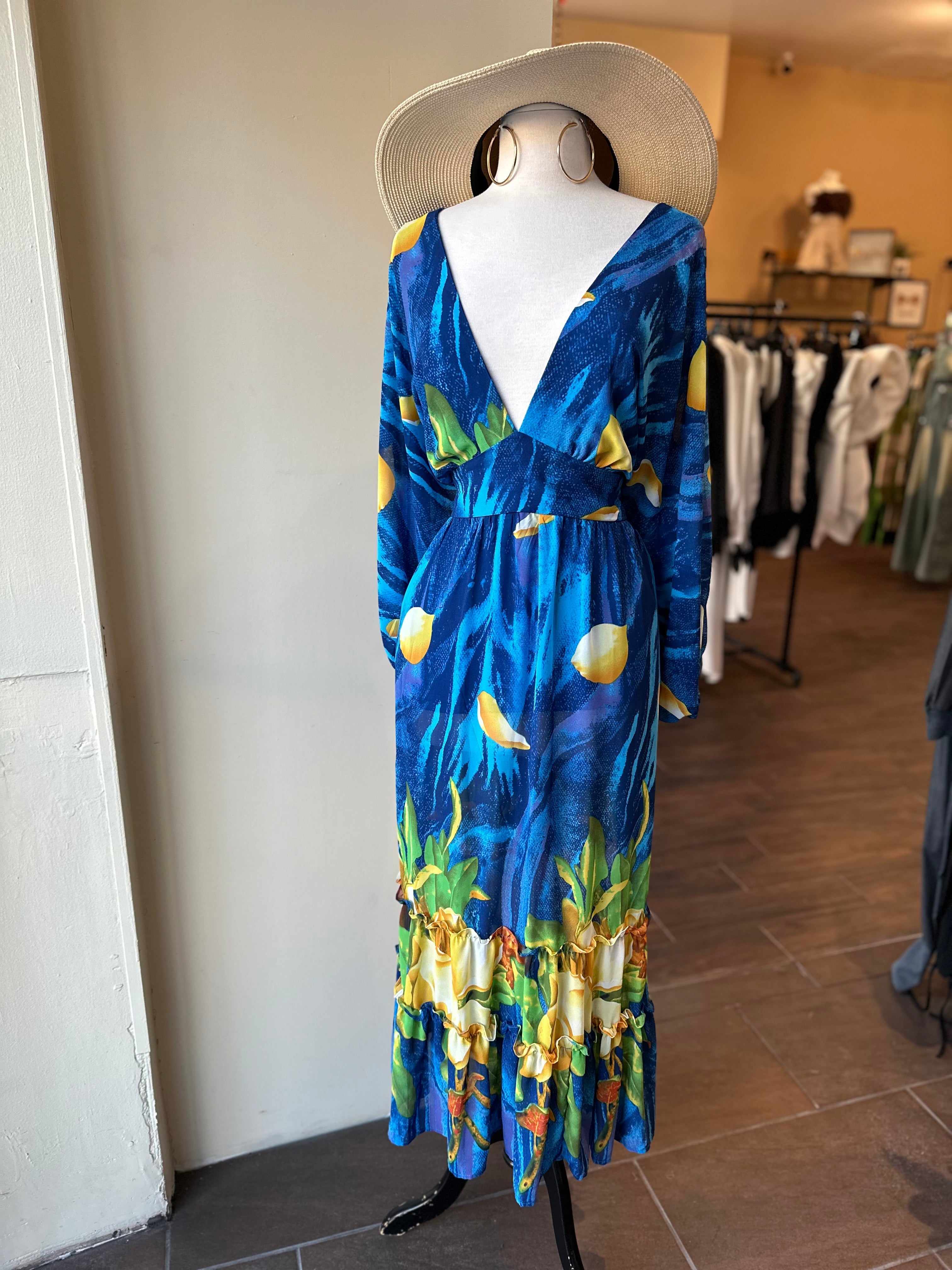 deep v floral maxi dress Baltic Born Womens Bowman Deep V Maxi Dress | Black Multi