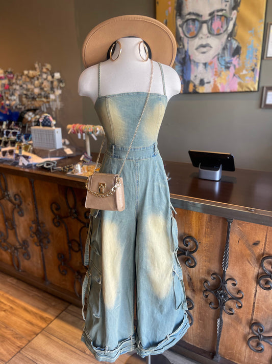 Thin Strap Cargo Jumpsuit