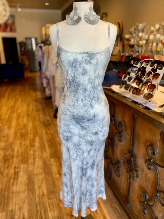 Deep V Back Tie Dye Maxi Dress