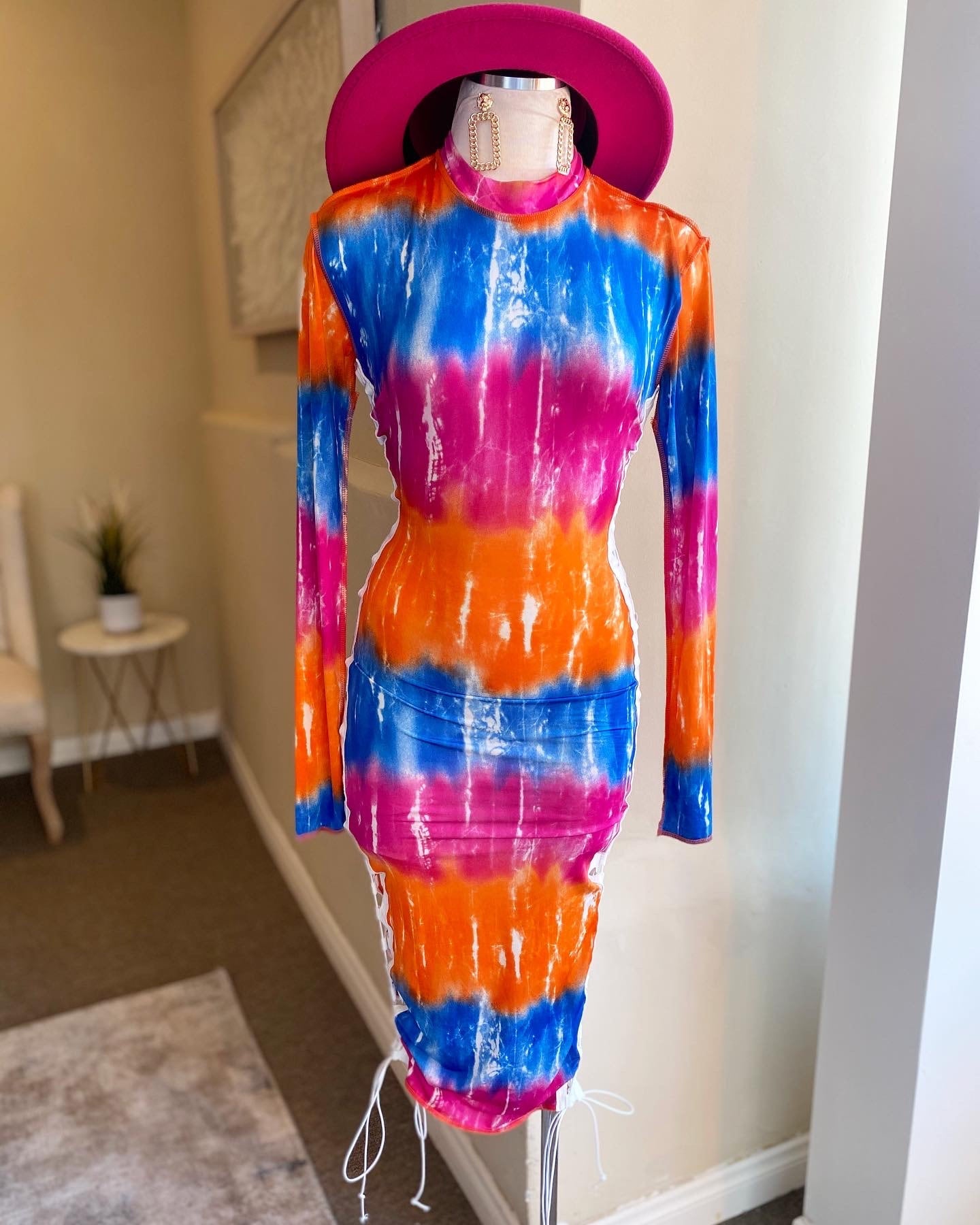 Side Split Trim Mock Neck Dress FINAL SALE
