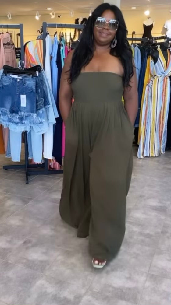 Tube Wide Leg Yoru Chiffon Jumpsuit