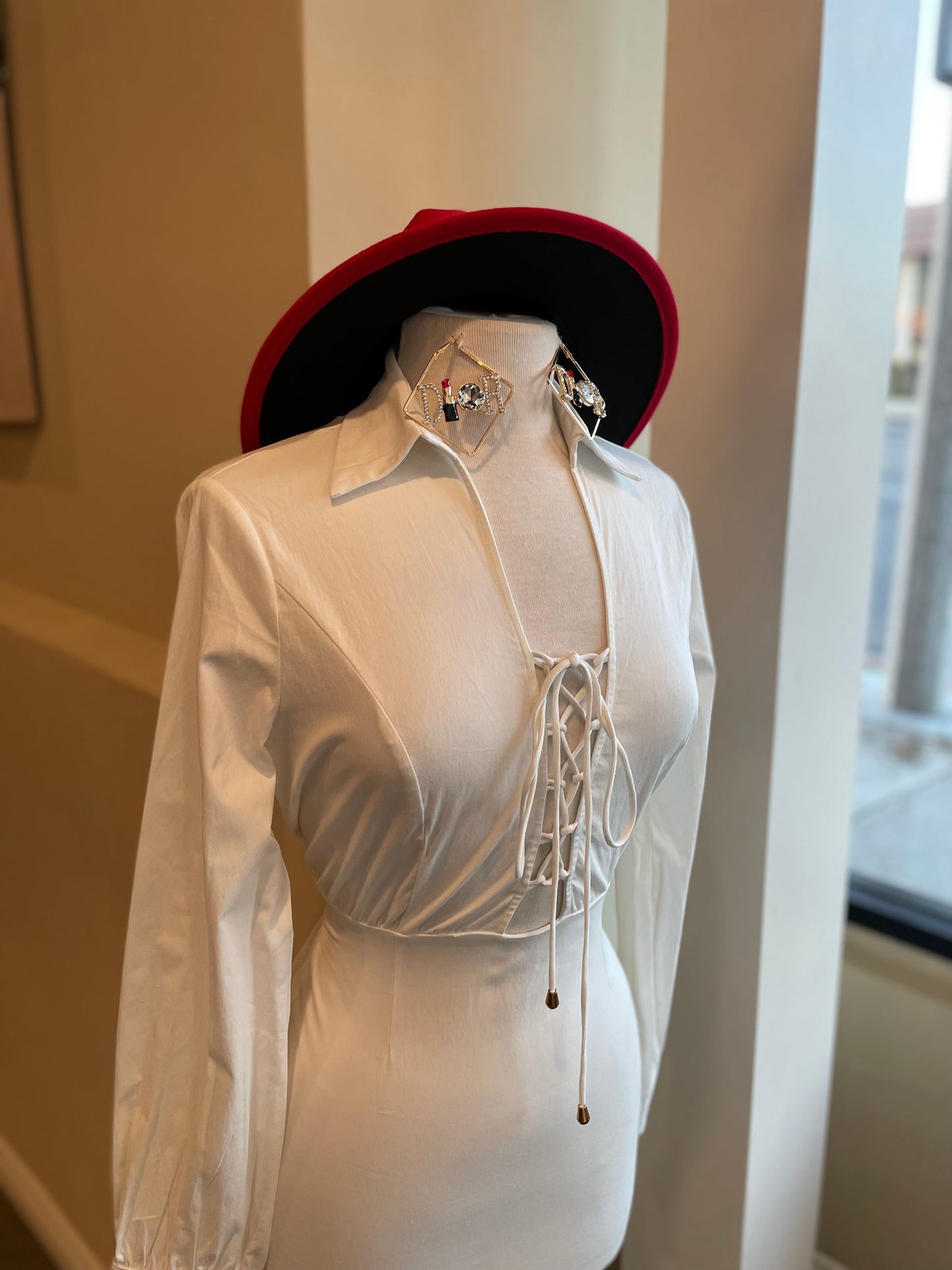 Collar Lace Front Short Dress FINAL SALE