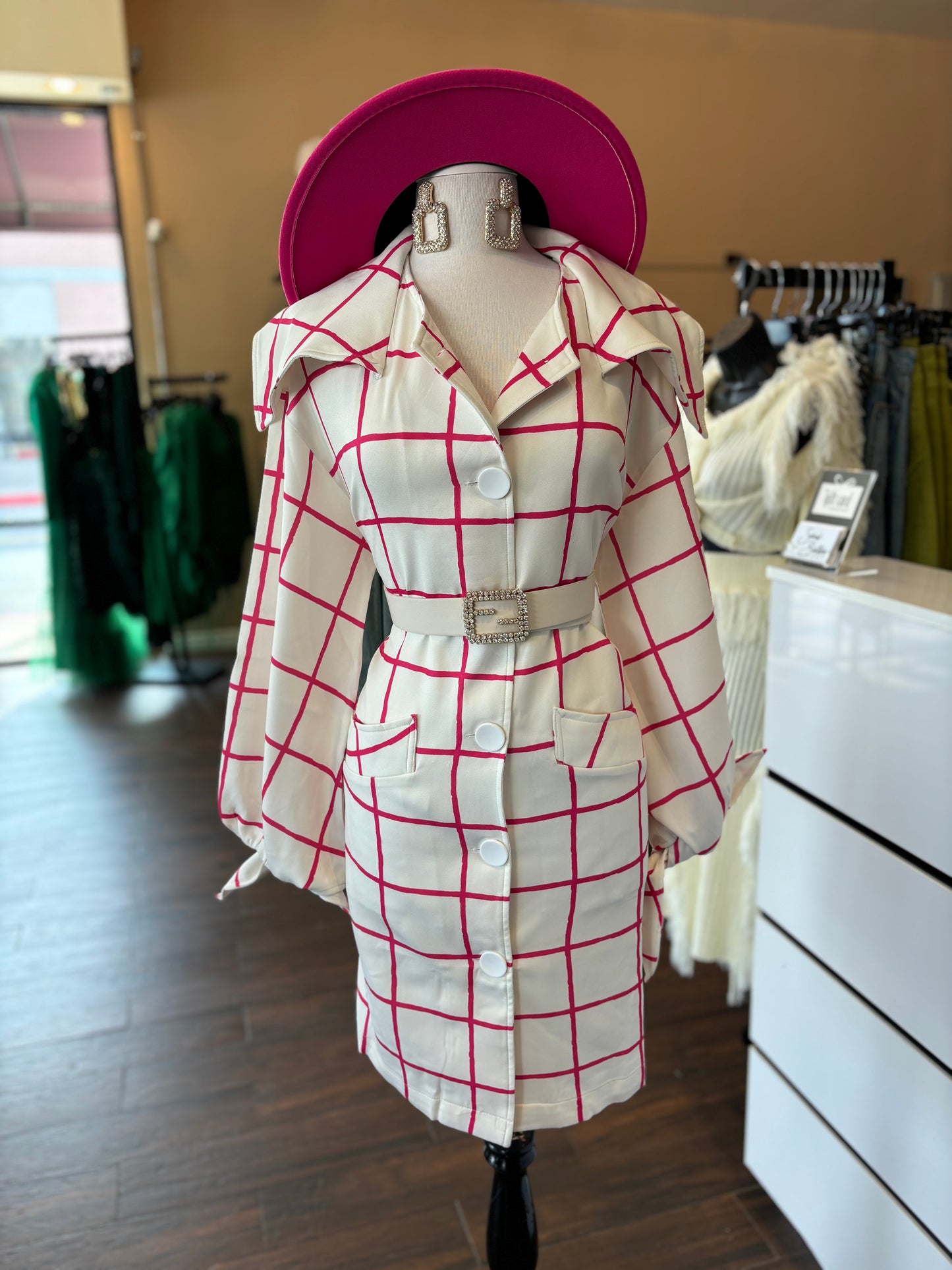 Long Sleeve Pocket Button Dress