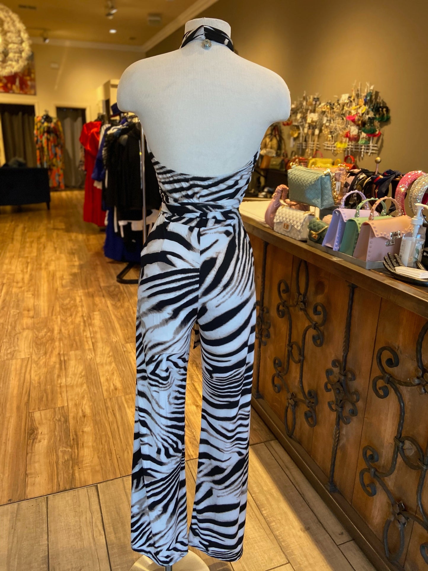 Zebra Print Halter Jumper