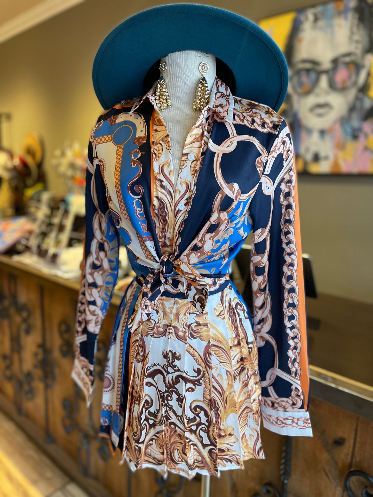 Satin Printed Skirt Set