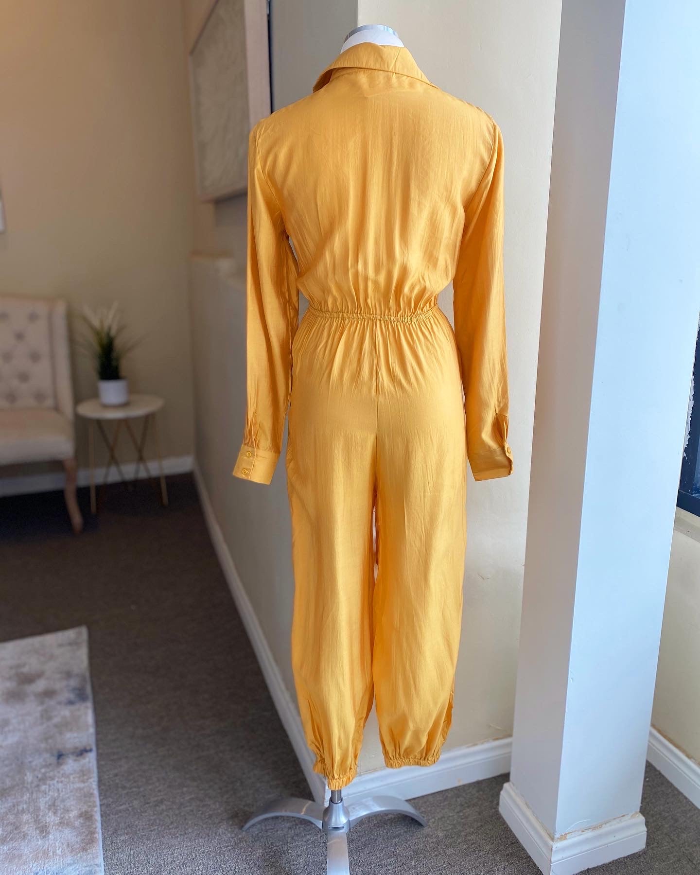 Button Down Twist Tie Front Jumpsuit