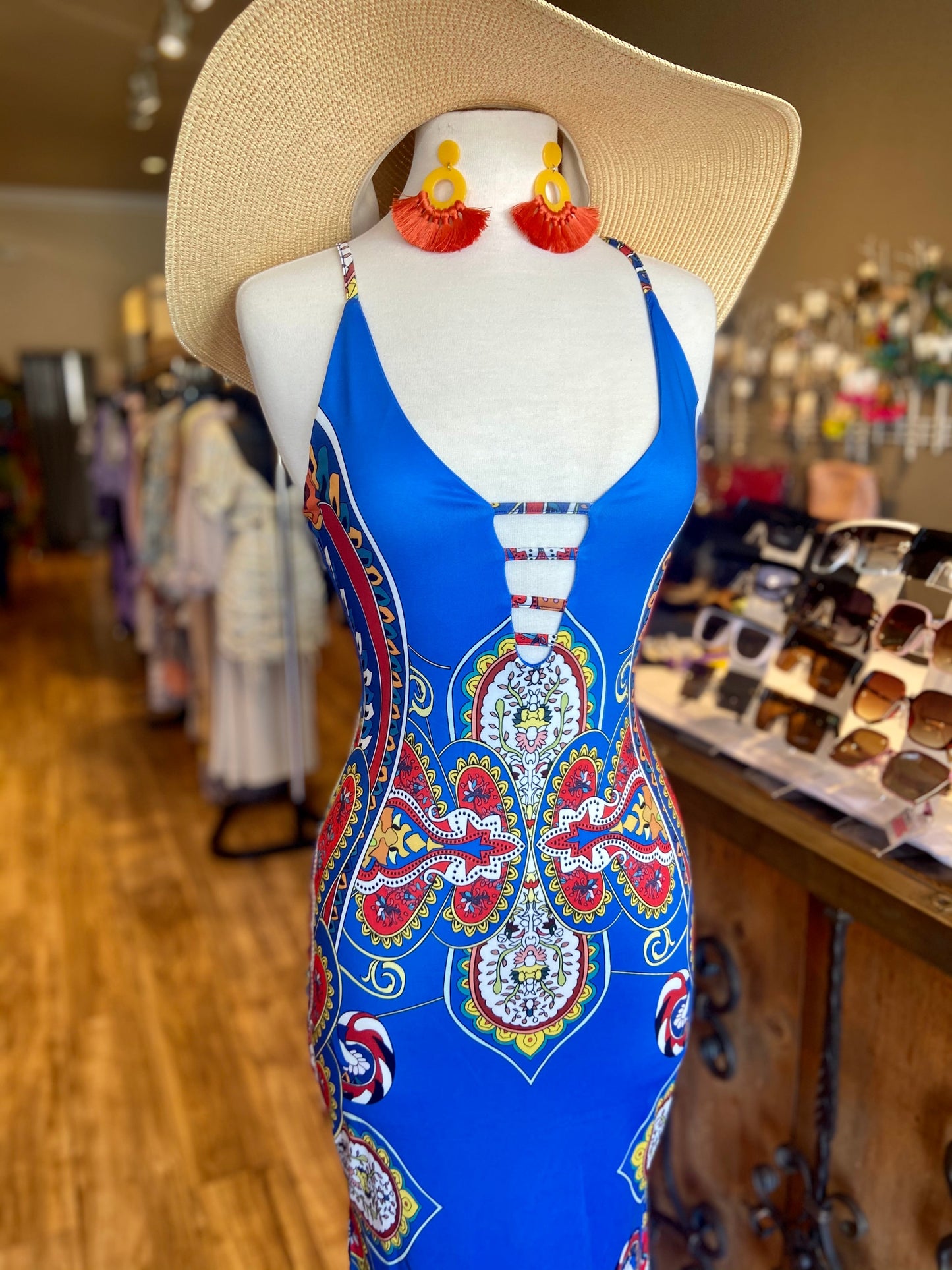 Printed Lace Back Dress