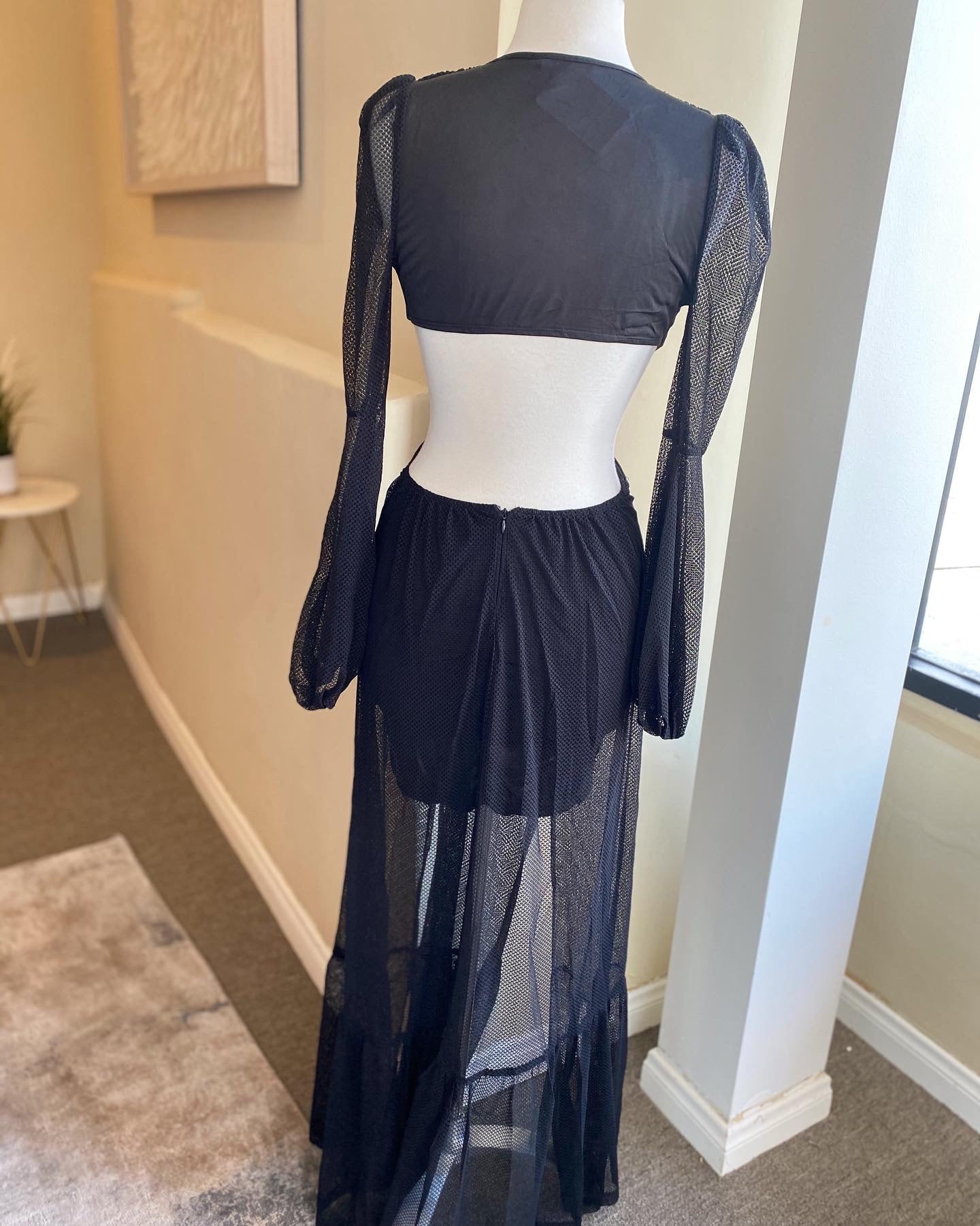 Sheer Bottom Maxi Dress FS