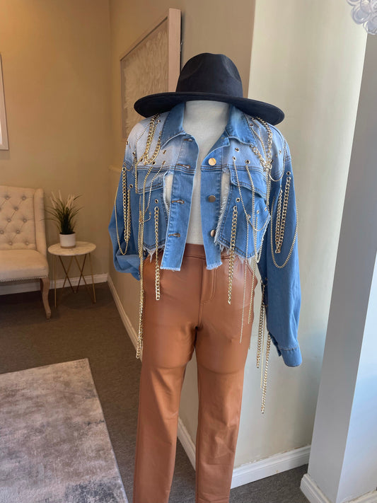 Chain Detailed Denim Jacket