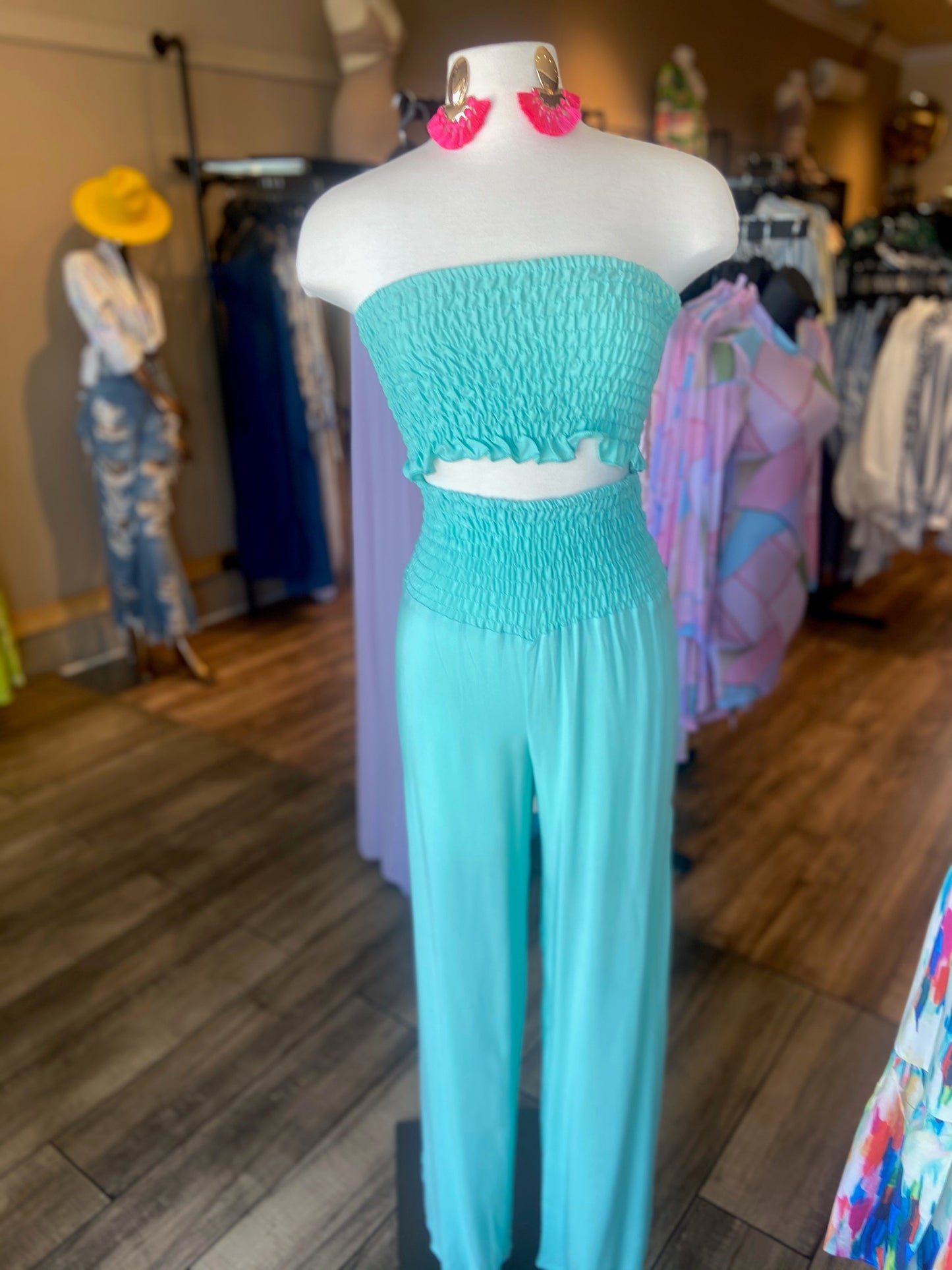 Rayon Smocking Trim Pants Set FINAL SALE