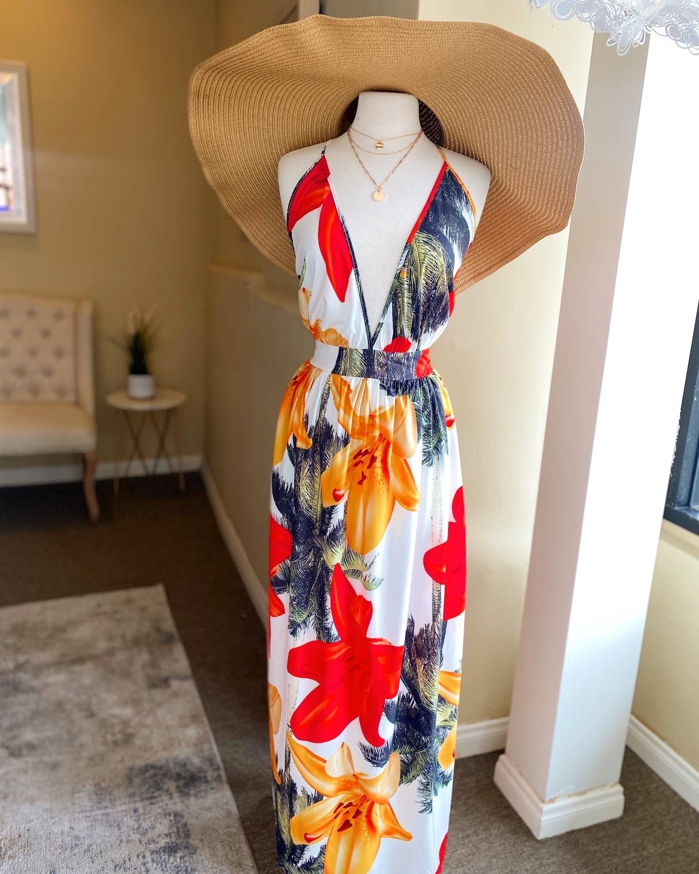Floral Halter Maxi Dress
