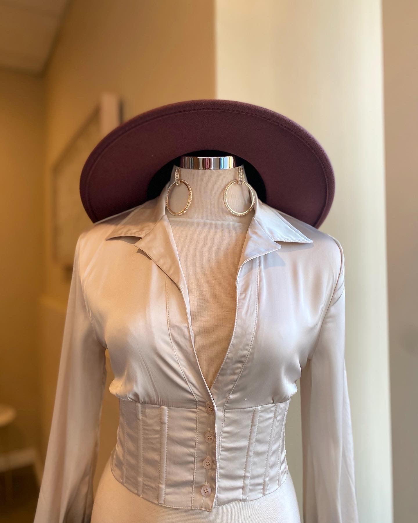 Long Sleeve Button Down Crop Top