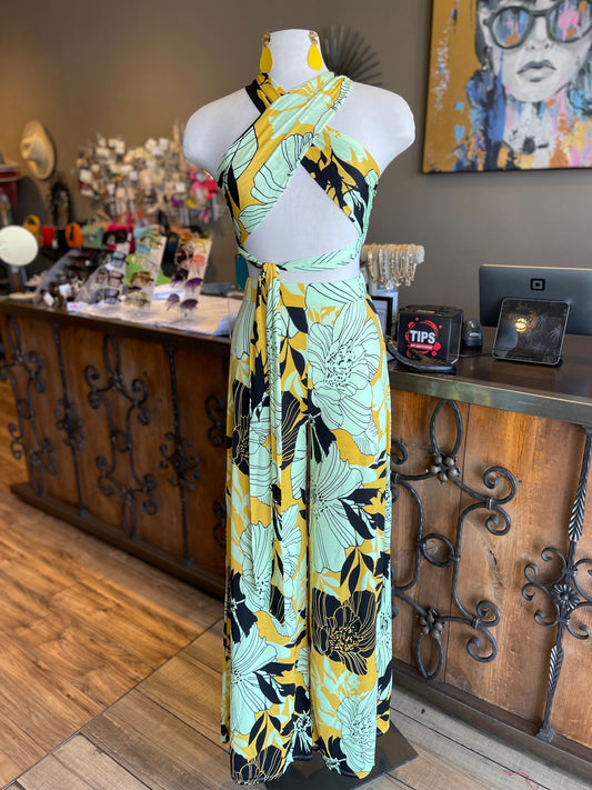 Crop Wrap Bra Top Pants Set