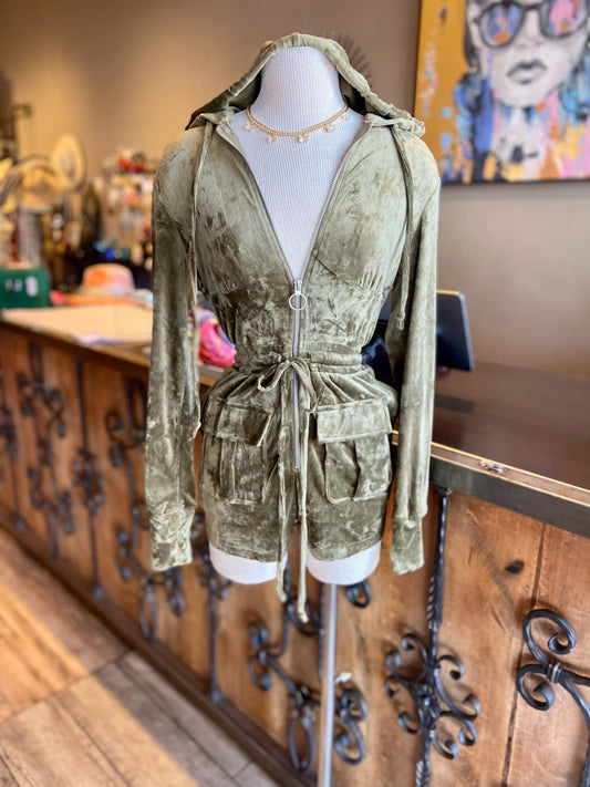 Velvet Hoodie Romper