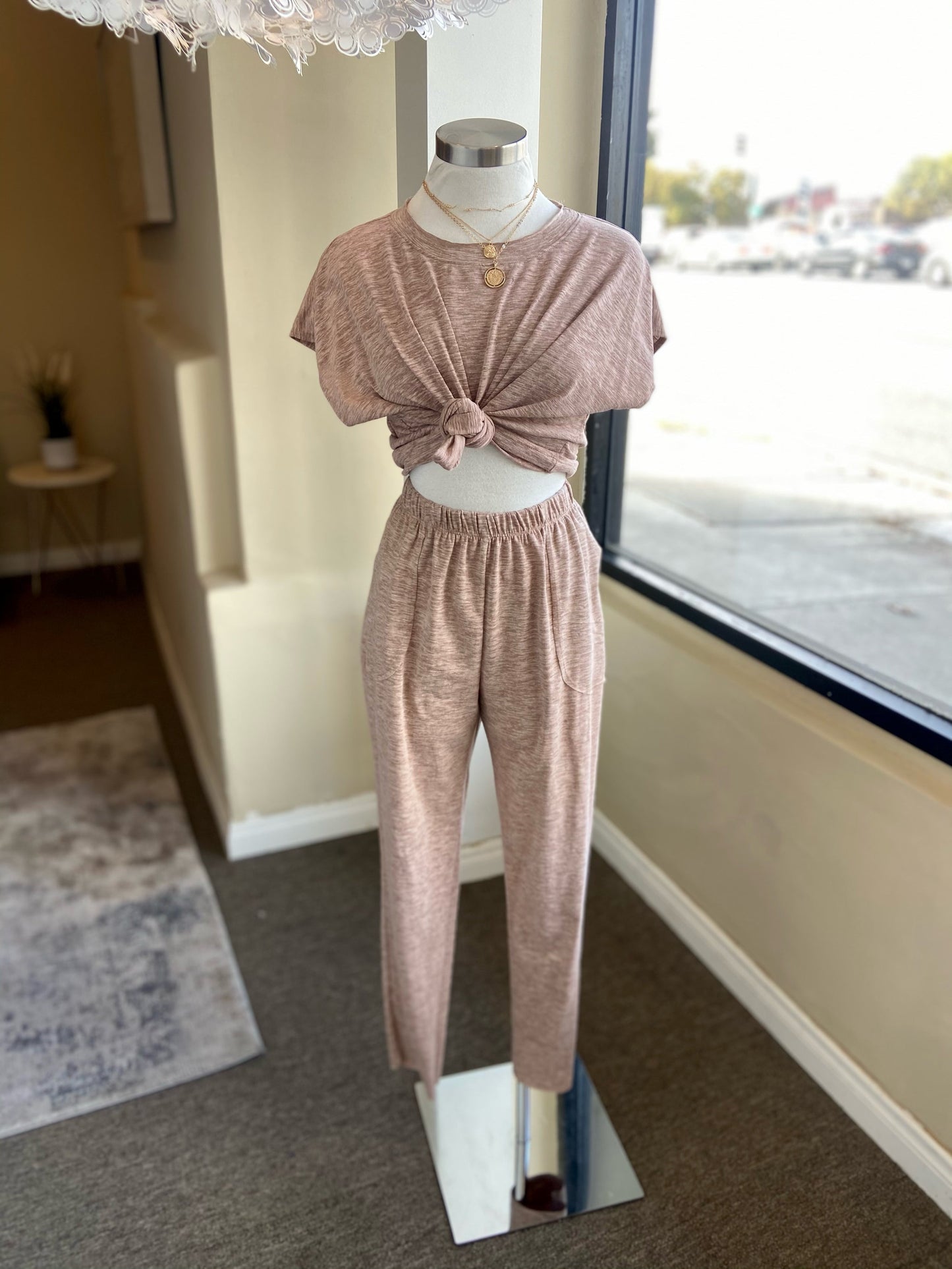 Taupe Boxy Tee Jogger Set