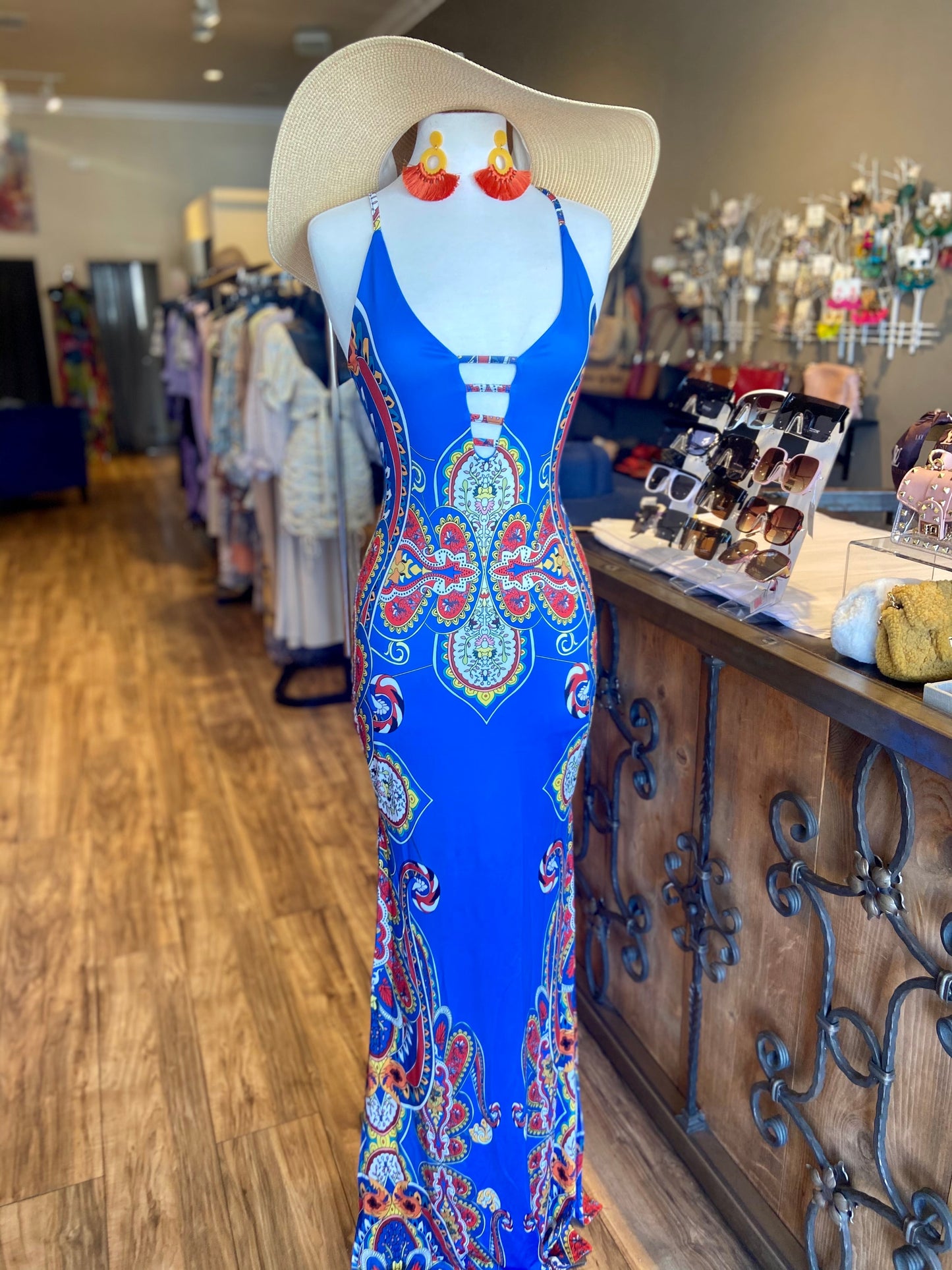 Printed Lace Back Dress