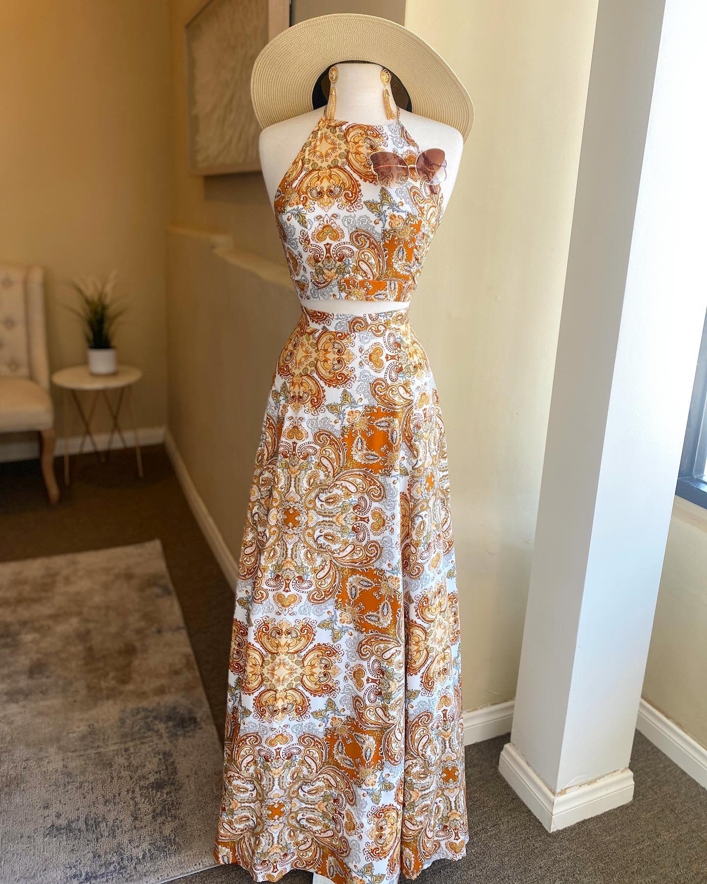 Paisley Print Maxi Skirt Set