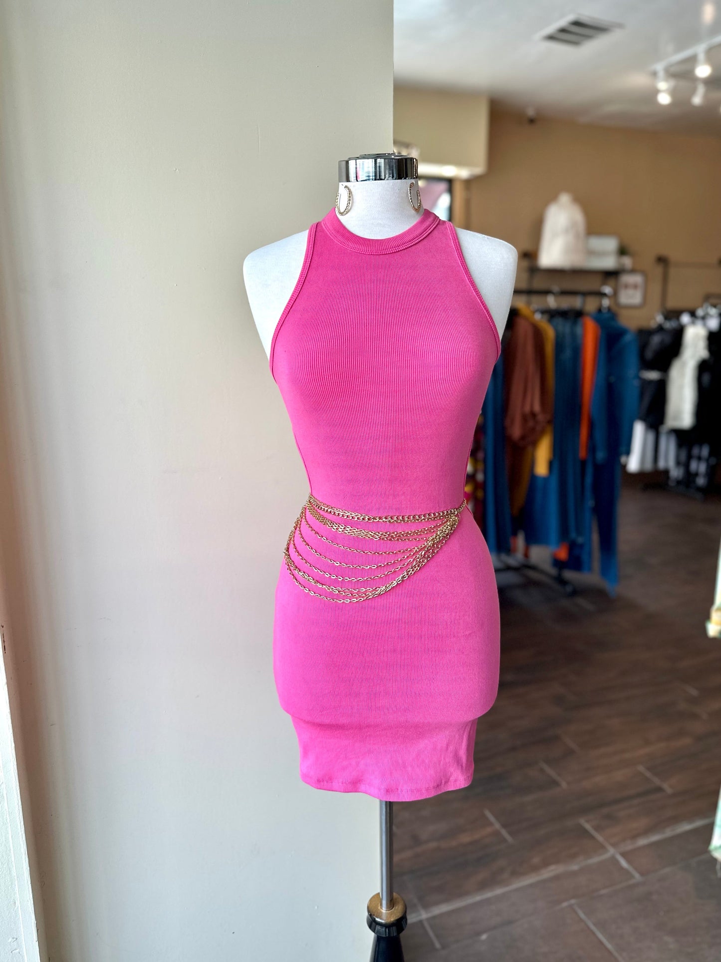 Cut Out Back Rib Dress