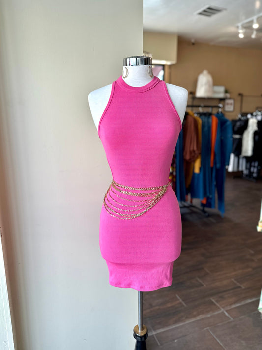 Cut Out Back Rib Dress