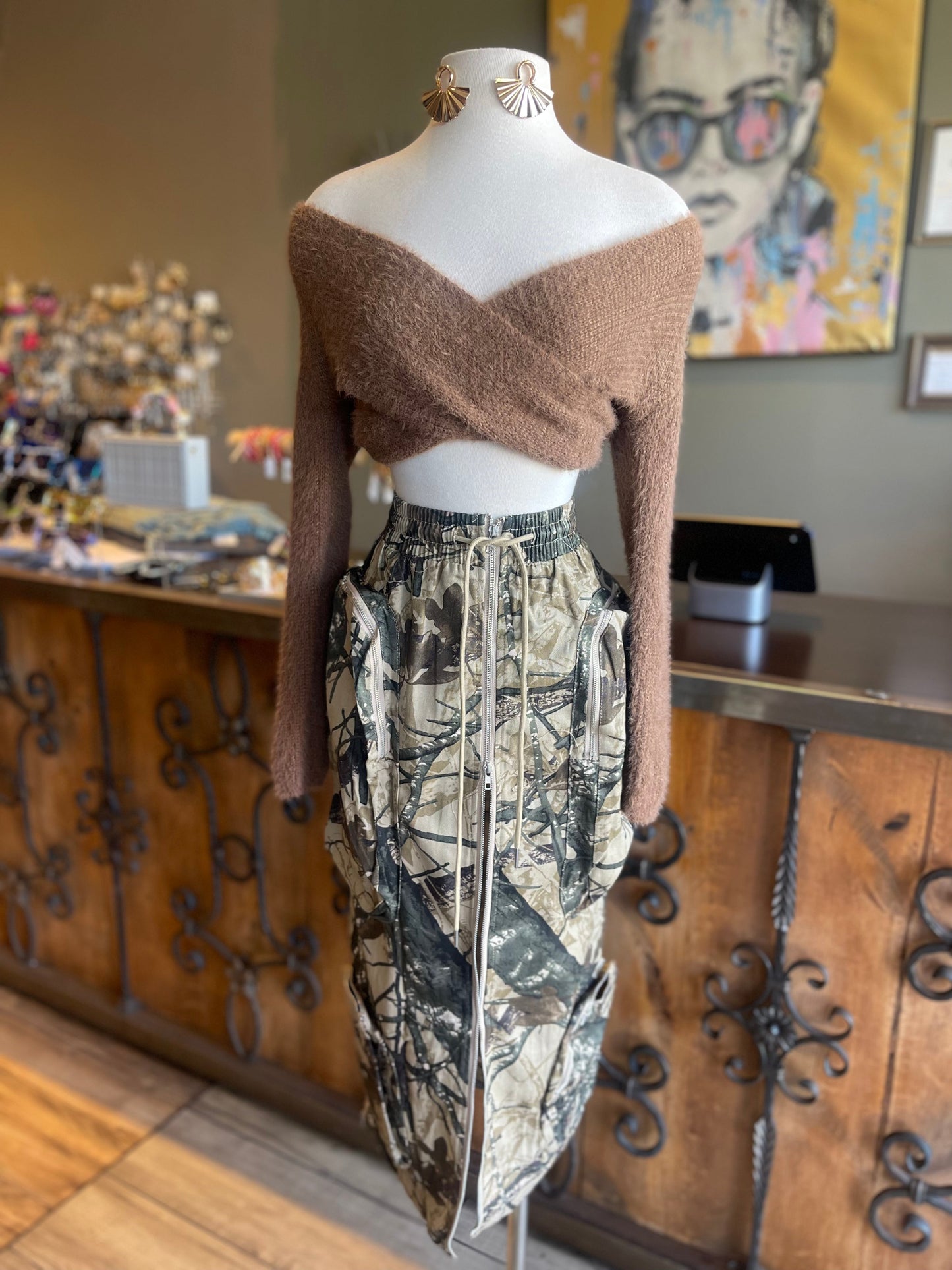 Printed Cargo Skirt W/ Pockets