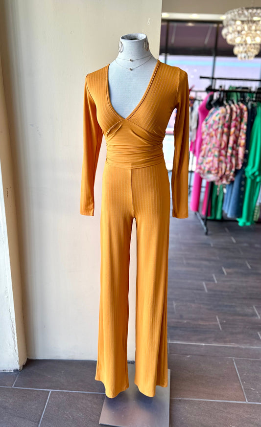 Deep V Neck Long Sleeve Top W Pants