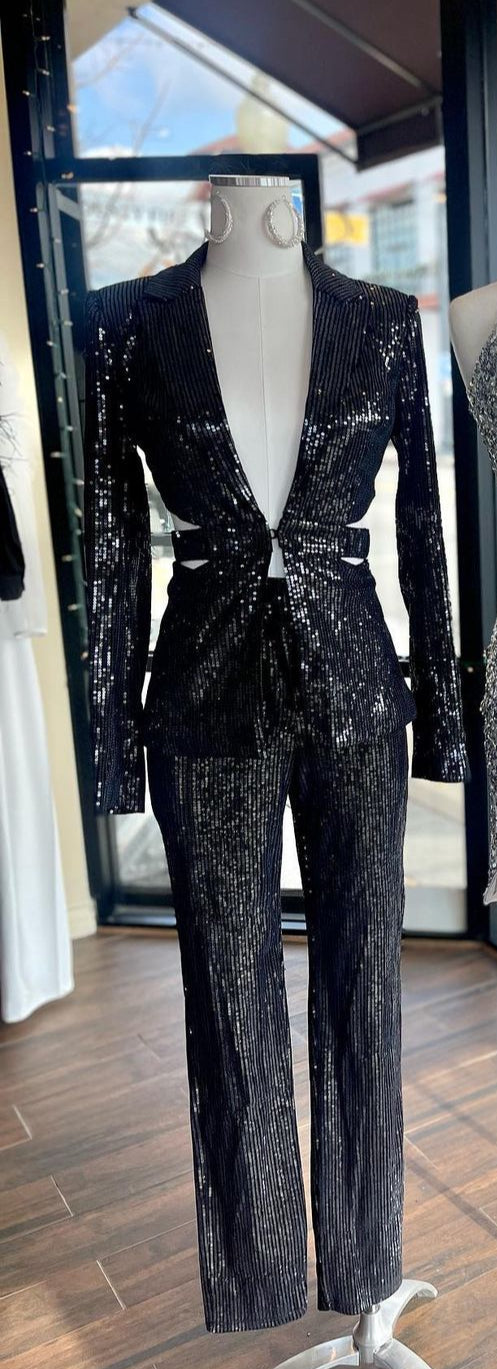 Sparkle Cutout Blazer Set