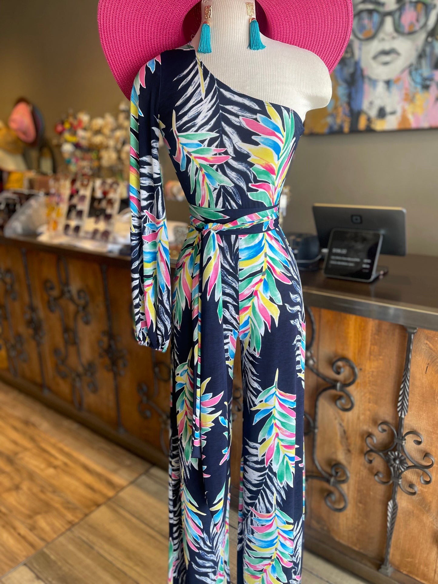 One Shoulder Loose Leg Jumpsuit