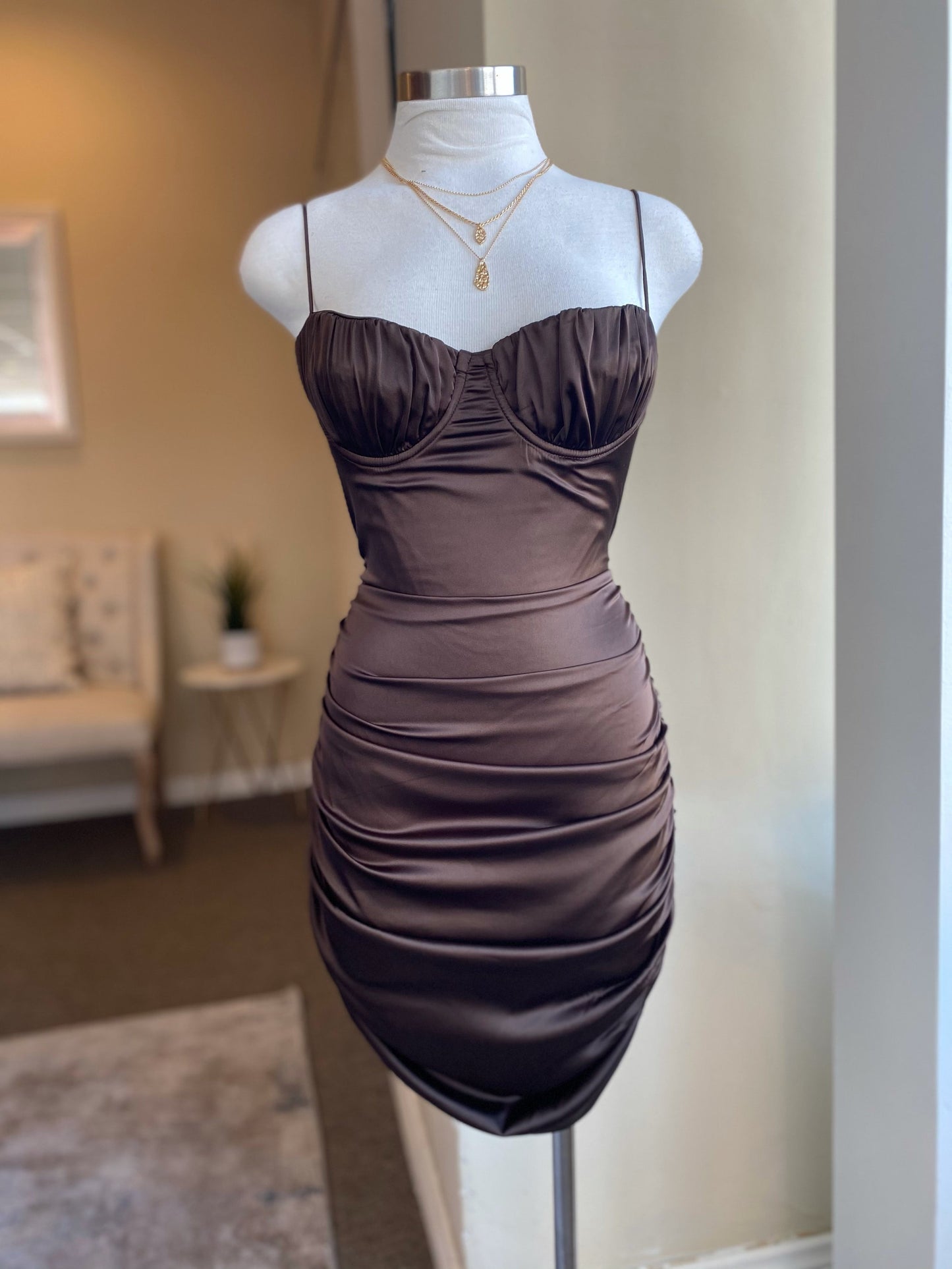 Brown Rouge Mini Dress