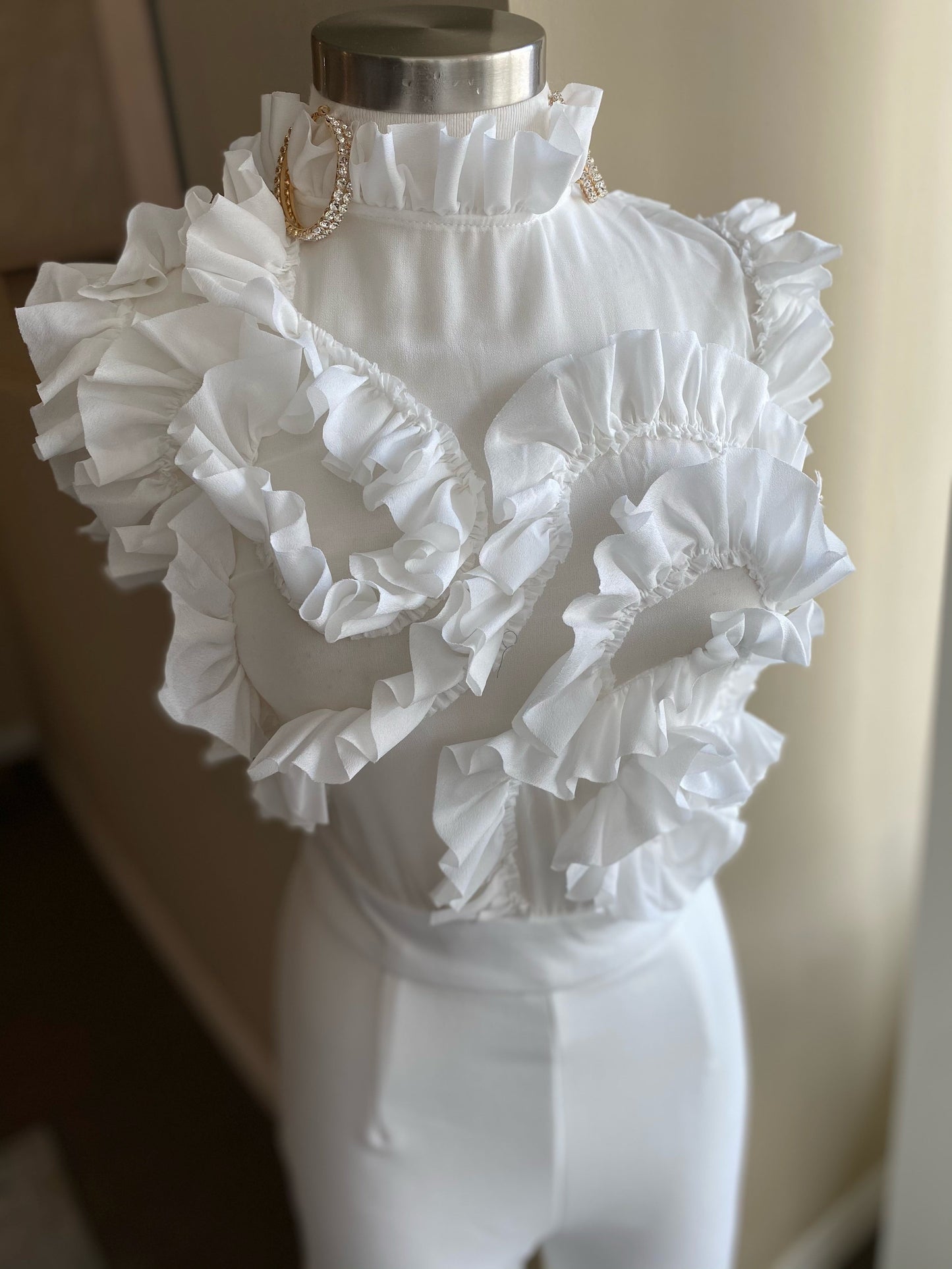 Sheer Ruffle Top Jumper
